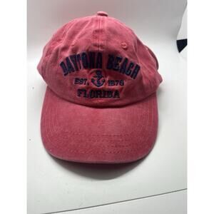 Daytona Beach Florida Est. 1876 Baseball Cap Hat Faded Red Adjustable Logo